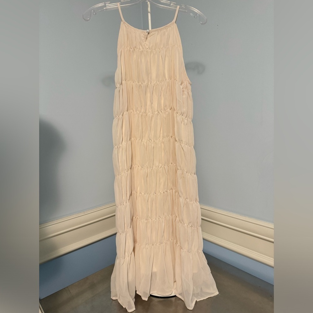 Fanpn - rouched tiered sheer midi dress - Picture 4 of 14